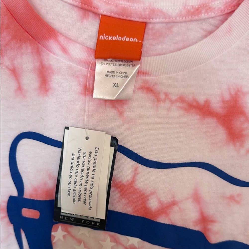 Nickelodeon Pink Tie-Dye SpongeBob  T-Shirt XL NWT - Picture 3 of 8